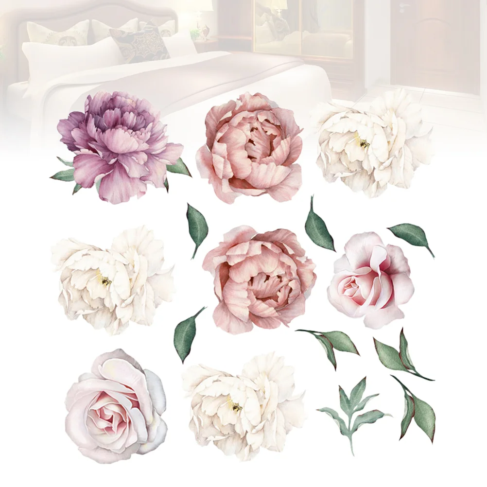 

Wall Sticker Stickers Home Decor Nursery Decals Living Room Paper Picture Peony Flower Murals Decorations