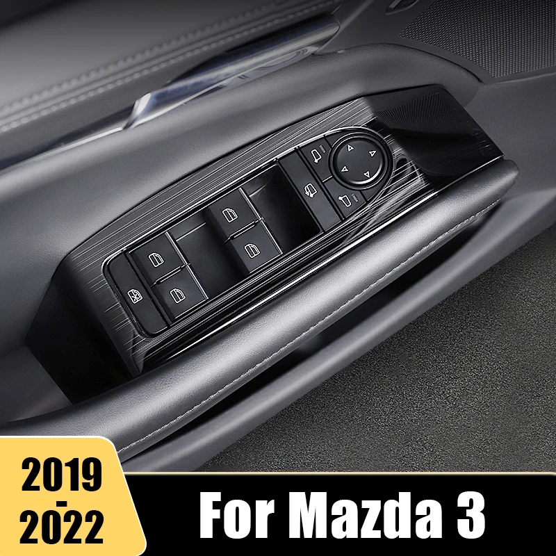 For Mazda 3 Alexa BP 2019 2020 2021 2022 Car Door Armrest Window Switch Adjust Panel Cover Trims Modification Stickers Accessori