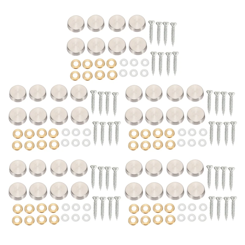 

16 Mm Stainless Steel Mirror Nails Screw Cap (40 Pieces)
