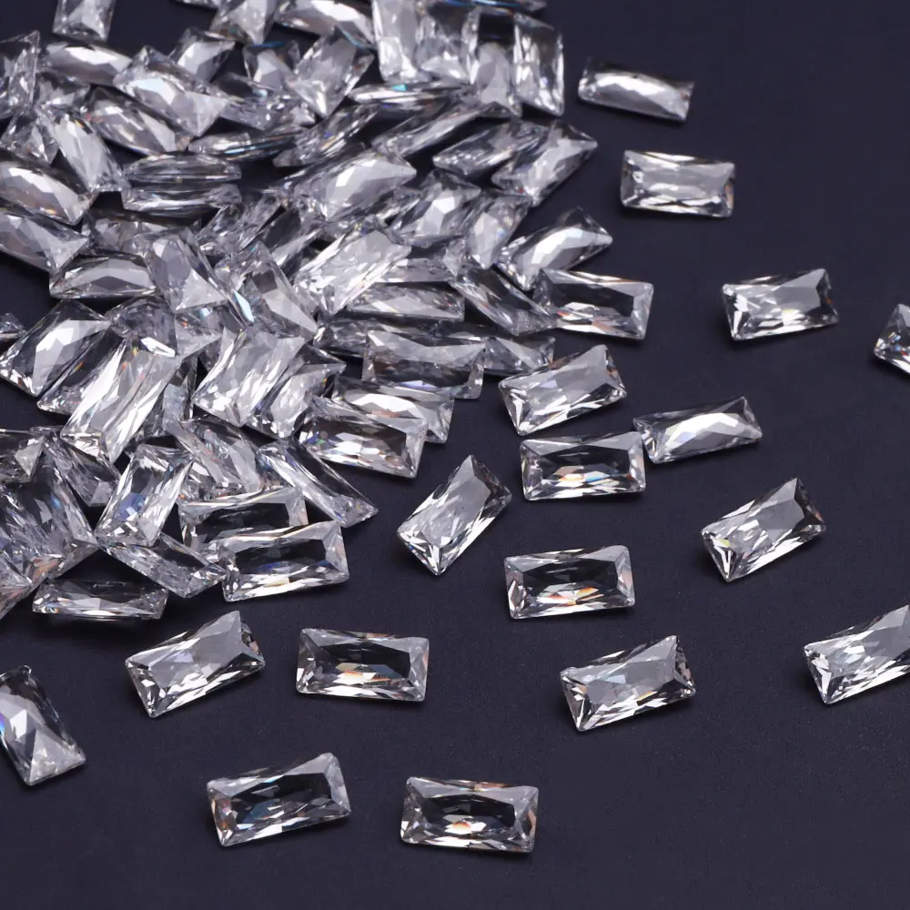 

100Pcs Rectangle Cut Cubic Zirconia Stone Pointed Back Loose CZ Stone Synthetic Gems For Jewelry Clothes Dress DIY Decoration