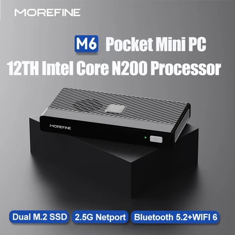 Мини-ПК MOREFINE M6 12-го поколения Intel N100 2,9 ГГц Windows 11 DDR5 2933 МГц NVMe SSD карманный компьютер HDMI2.0 4K60Hz WiFi6 BT5.2 ZX01