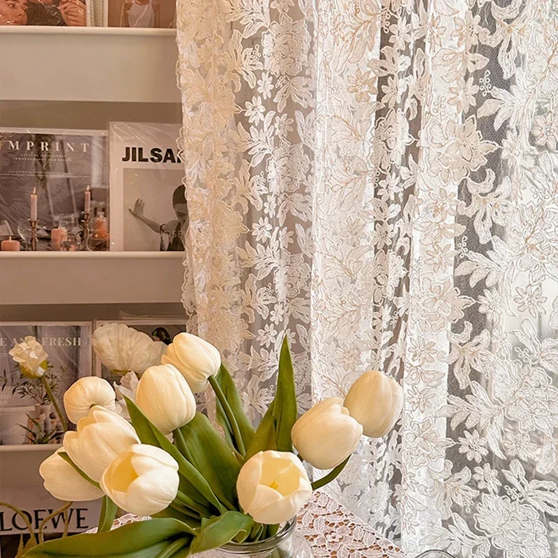 

WPKIRA кремовая тюлевая занавеска для спальни и кухни