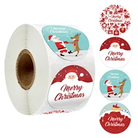 100 500 stuks kerstcadeau decoratie stickers 1 inch ronde dank u label handgemaakte snoep biscuit verpakking zak kerst stickers