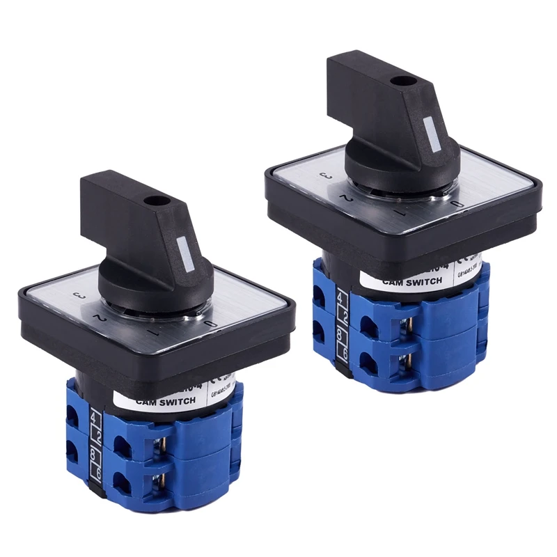 

2X 8 Terminals 5 Positions Master Control Rotary Cam Switch 20A Black+Blue