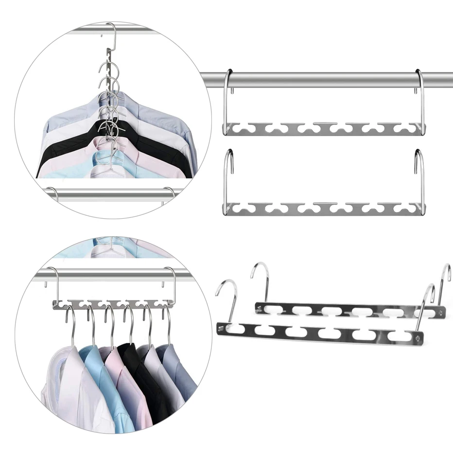 

Closet Hanger Stainless Steel Magic Wardrode Organizer Space Saver Metal Clothes Holder Cascading Hangers