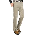 Брюки мужские вельветовые Теплые, свободные прямые брюки-слаксы, Длинные деловые повседневные штаны, флисовые утолщенные вельветовые брюки, Осень-зима