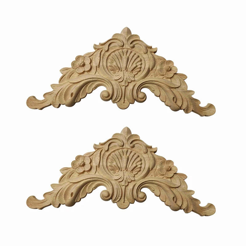 

Vintage Floral Wood Carved Corner Applique Wooden Carving Decal For Furniture Cabinet Door Frame Wall Home Decor Crafts