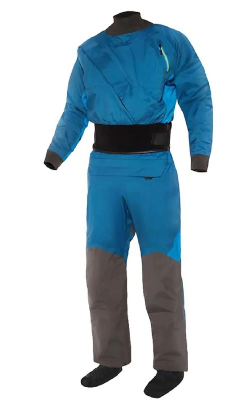 Мужской синий сухой костюм водонепроницаемый полностью на молнии спереди с