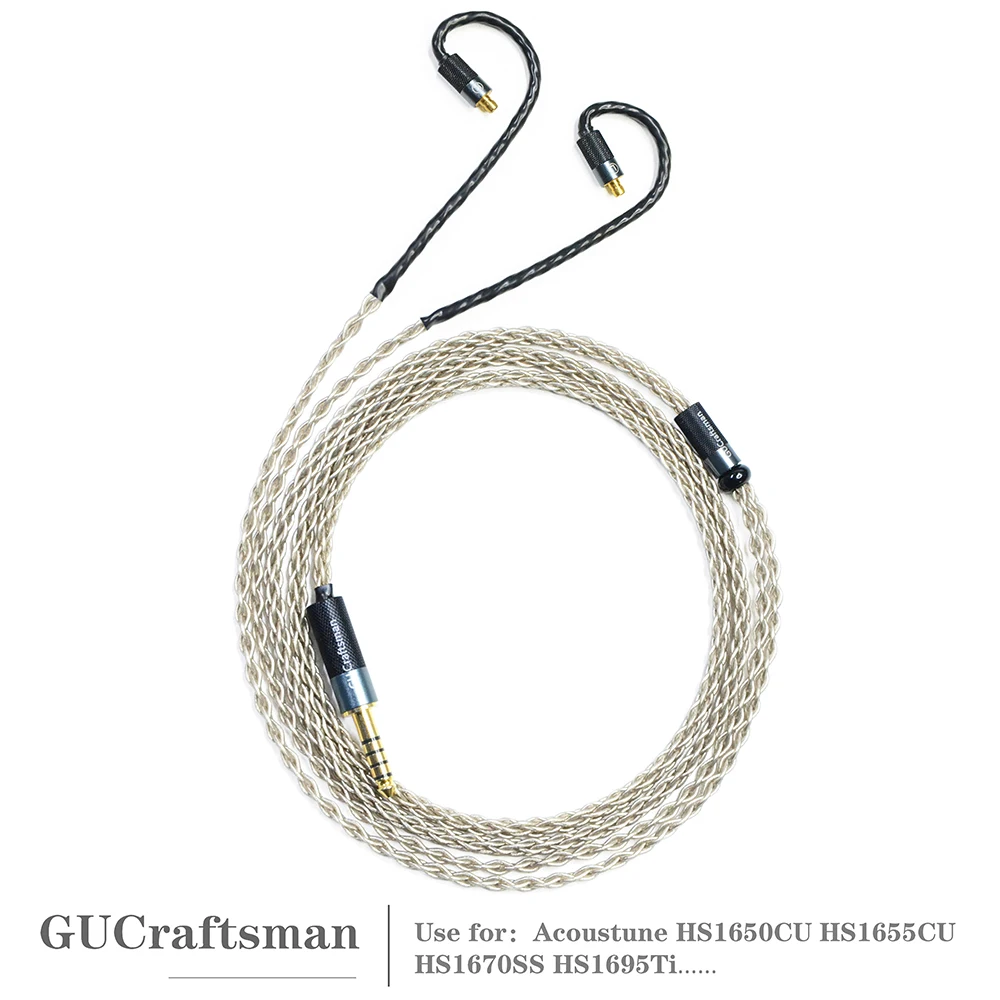 Фото 6N монокристаллический серебристый IEM-кабель для Acoustune HS1650CU HS1655CU HS1670SS HS1695Ti, кабель для обновления наушников-монитора №1