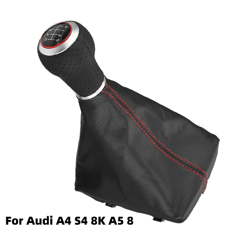 

6 Speed Car Manual Gear Shift Knob Gaiter Boot Cover For Audi A4 S4 8K A5 8T Q5 8R S-Line 2007-2015 PU Leather