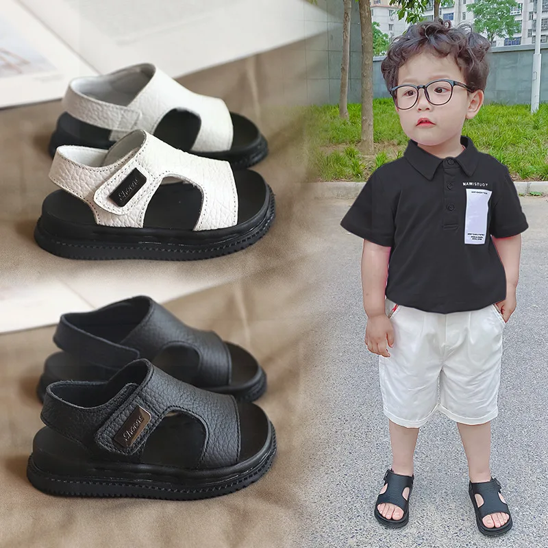 

Children's Sandals Male Summer 1-5 Years Old Soft Bottom Non-slip Children's Sports Leather Beach Sandals