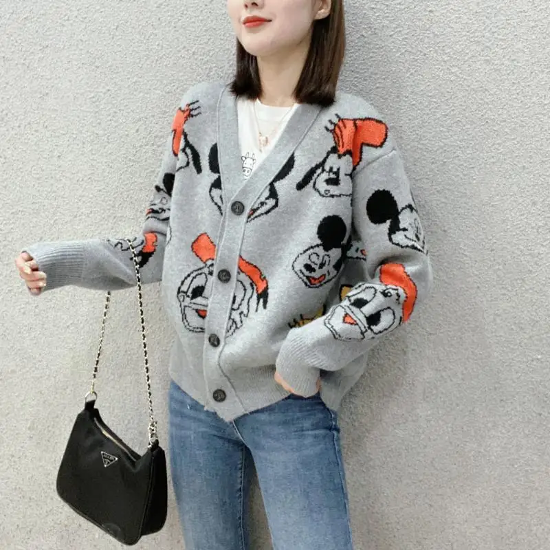 Трикотажный кардиган Disney с Микки модные корейские милые свитера для женщин