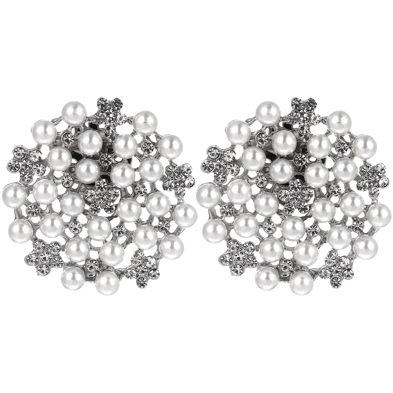 

2PCS Round Pearls Diamante Party Shoe Clips Rhinestones Crystals Wedding Shone Buckles Accessories for Bride Women
