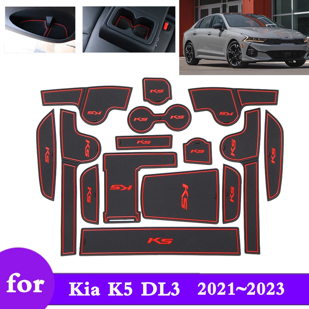 

Anti-slip Rubber Mat Groove Cushion Fit for Kia K5 DL3 GT-Line Hybrid 2021 2022 2023 Gate Slot Hole Pad Car Accessories Stickers