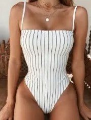 

902 двухсторонний белый купальник в полоску с леопардовым принтом