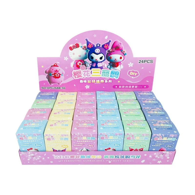 

24Pcs/Set Sanrio Random Keychain Pendant Kitty Cinnamoroll Kuromi Anime Figures Pokemon Pikachu Keyring for Children Toys Gifts