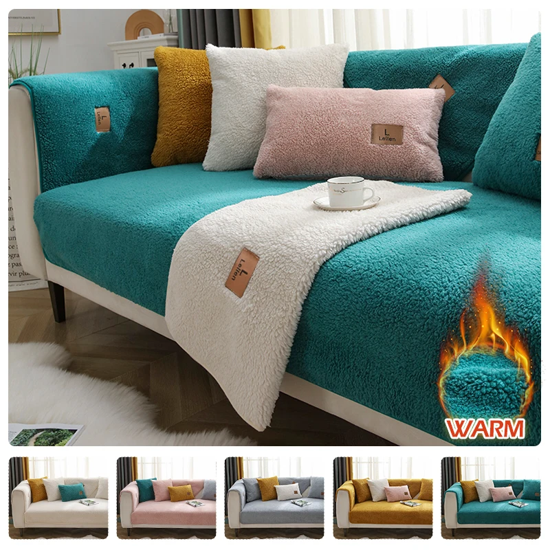 

Lamb Velvet Cover Sofa Cushion Thickened Insulation Anti Slip Dust Prevention Available All Seasons Cover Sofas For Living Room