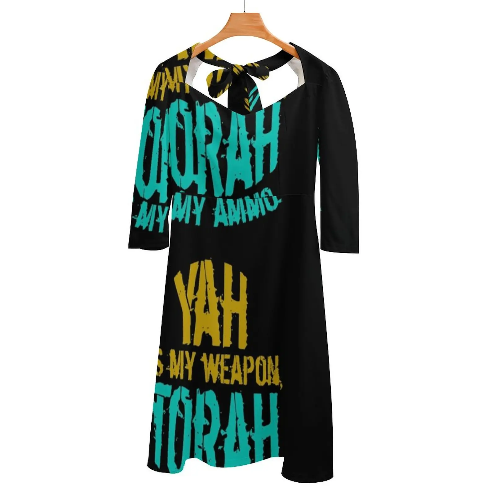 

Hebrew Israelite Yah Is My Weapon Torah Is My Ammo 28 Judah Yah Back Lacing Backless Dress Square Neck New Plus Size Elegant
