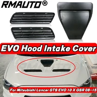 car styling abs hood vents bonnet hood scoop intake vent cover trim for mitsubishi lancer gts evo 10 x gsr 08 15 style hood vent