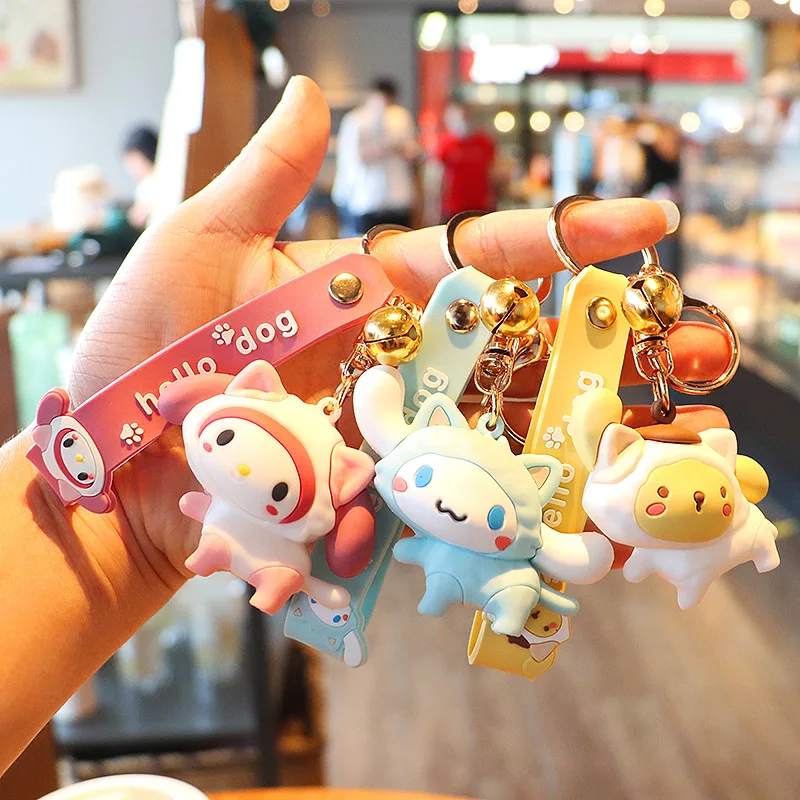 

Новинка креативный Милый японский брелок для ключей Sanrio Kulomi с нефритовой собакой подвеска Модная Кукла автомобильный брелок ручной работы ...