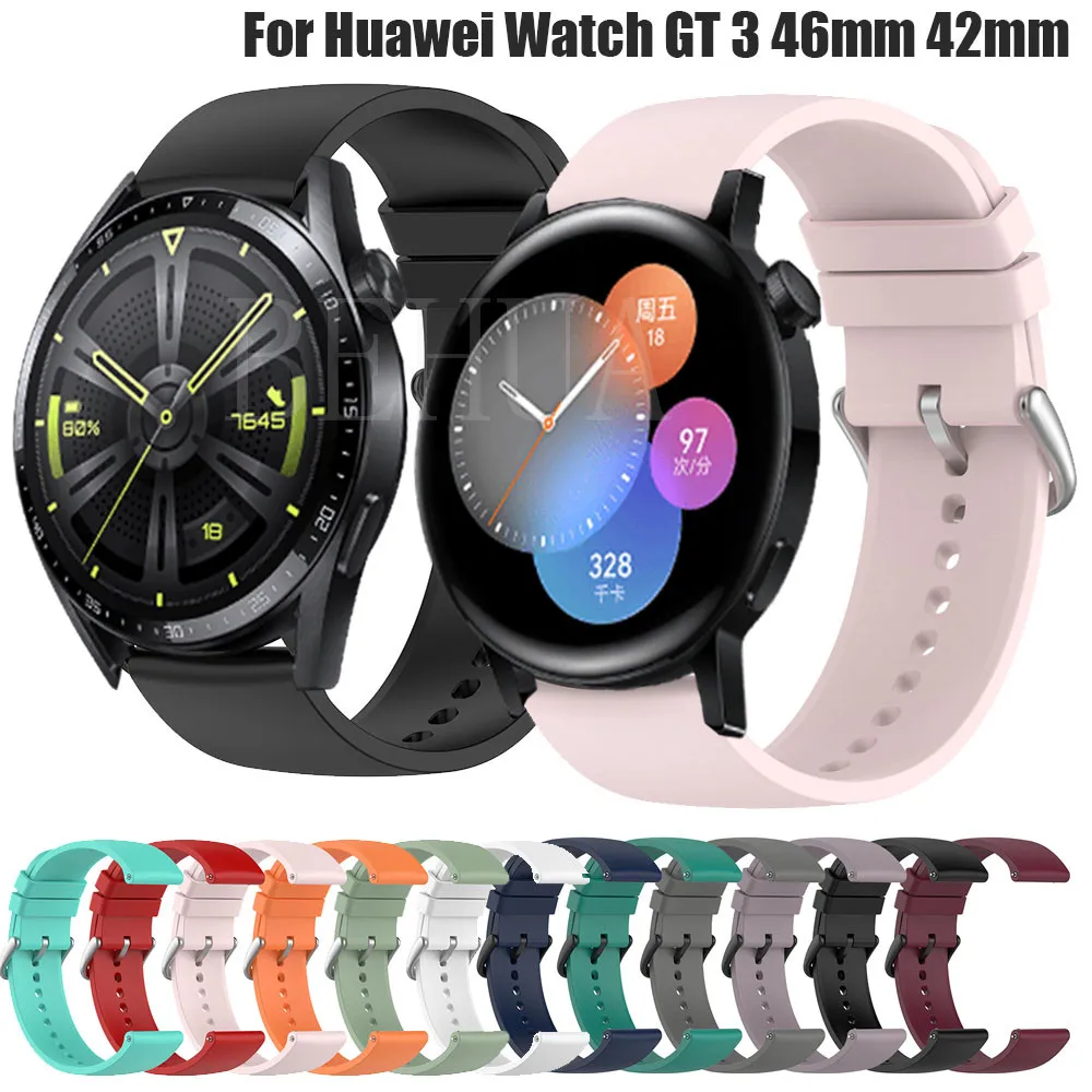 

20mm 22mm Silicone WatchBand Strap For Huawei Watch GT 3 46mm 42mm Smart Wristband Bracelet For Huawei gt2 /GT Runner WristStrap