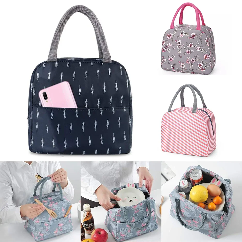 

Thermal Lunch Bags Canvas Handbag Insulated Travel Breakfast Box School Child Portable Lunch Dinner Tote Bag Picnic Food Bag