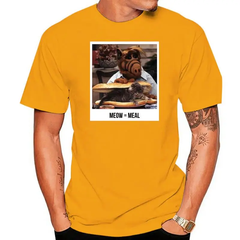 

Printed Men T Shirt Cotton O-Neck tshirts Alf Meow Short-Sleeve Women T-Shirt