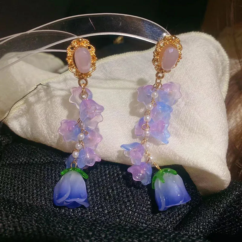 

Fairy flower earrings female tulip flower earrings