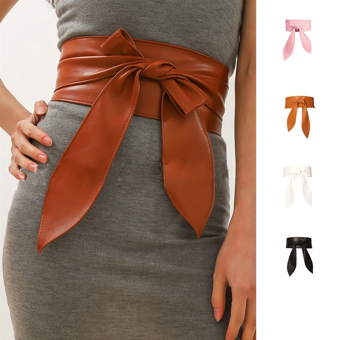 

Пояс на шнуровке для женщин, элегантный длинный черный пояс с бантом, из мягкой кожи, широкий пояс с бантом, украшение для платья