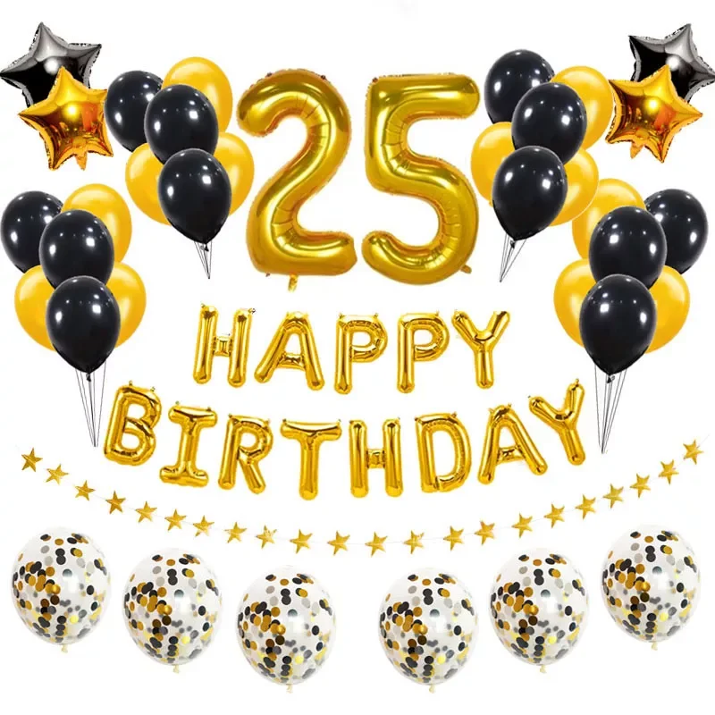 

38 шт. цифры 25 Фольга Латекс воздушные шары 25 день рождения украшение для вечеринки взрослый 25 лет 52 52 день рождения принадлежности для мужчи...