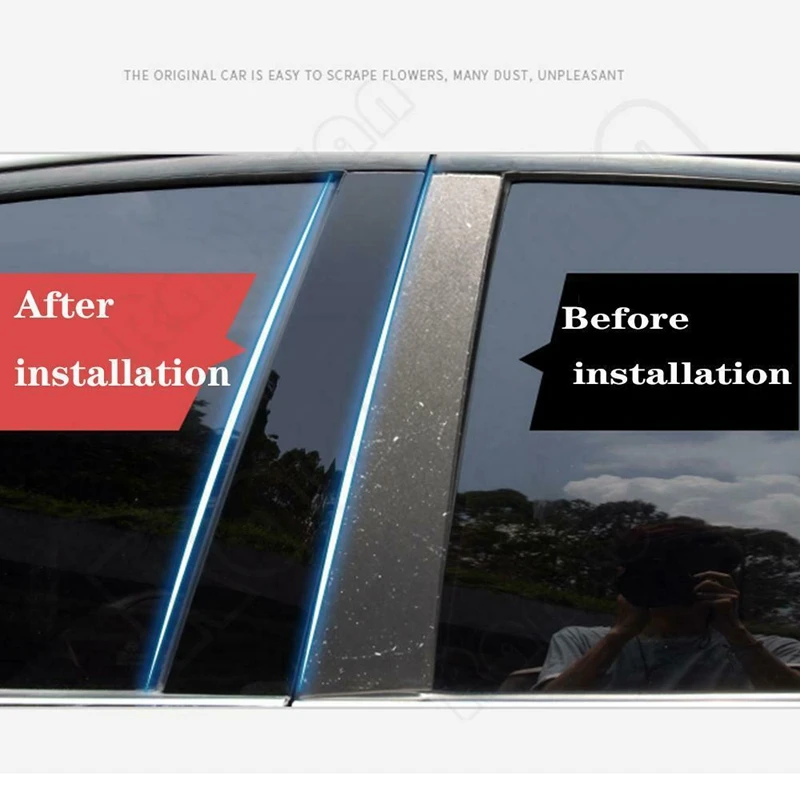 Для Toyota Camry 2018-2020 яркая черная накладка на дверь окно столб обшивка новинка (8 шт.)