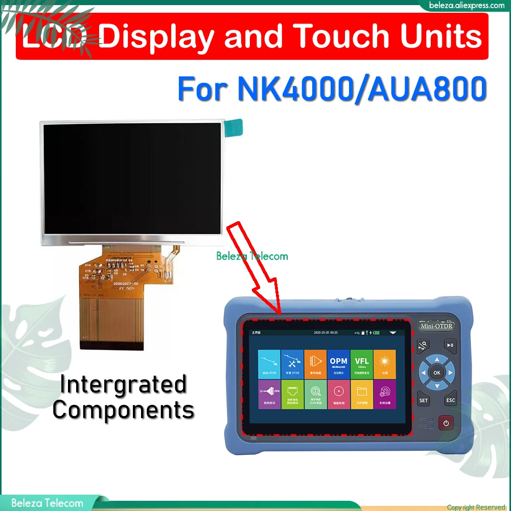 Origional NK4000 AUA800A AUA800U Mini OTDR  replacement Parts Display and Touch Screen Intergrated assembly Components