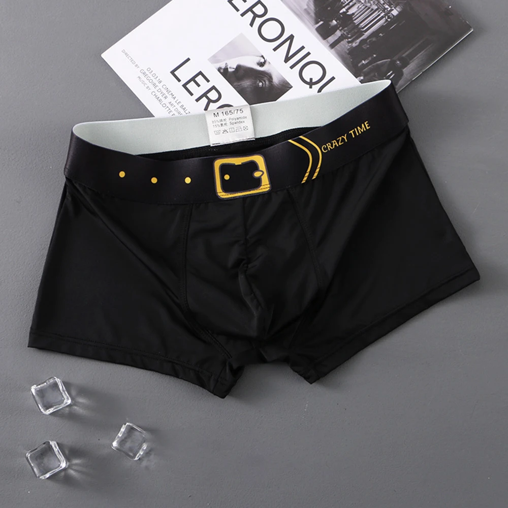 

Men's Boxer U Convex Pouch Men Panties Breathable Comfy-Ice-Silk Briefs Bulge Underpants Underwear Swim Shorts Solid Trunks