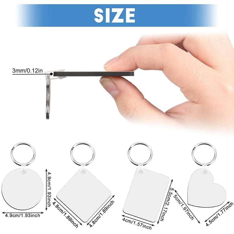 

Square/Round/Heart Shape Hardboard Keychains Blank Rectangle Keychains