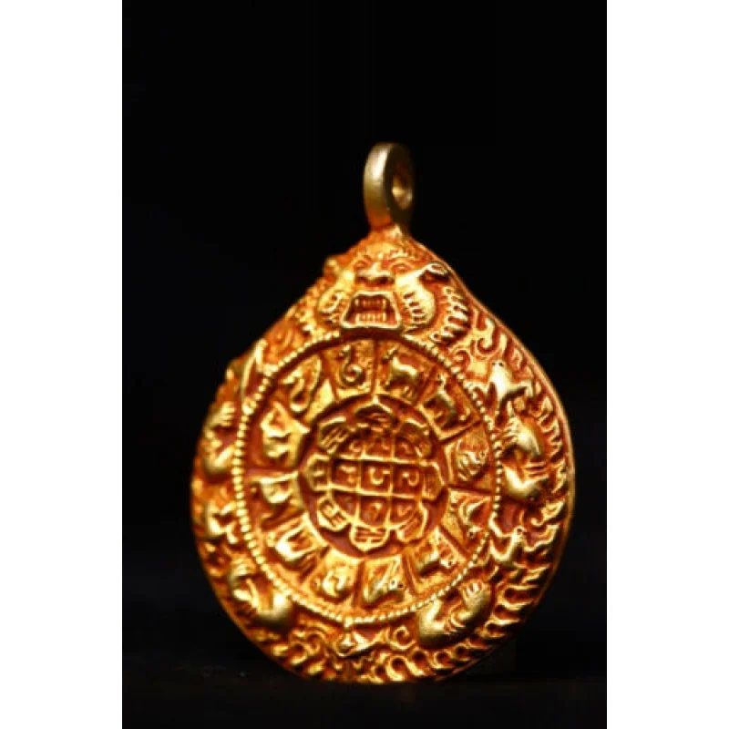 

Китайская античная латунная Подвеска 6 см, подвеска с золотым покрытием