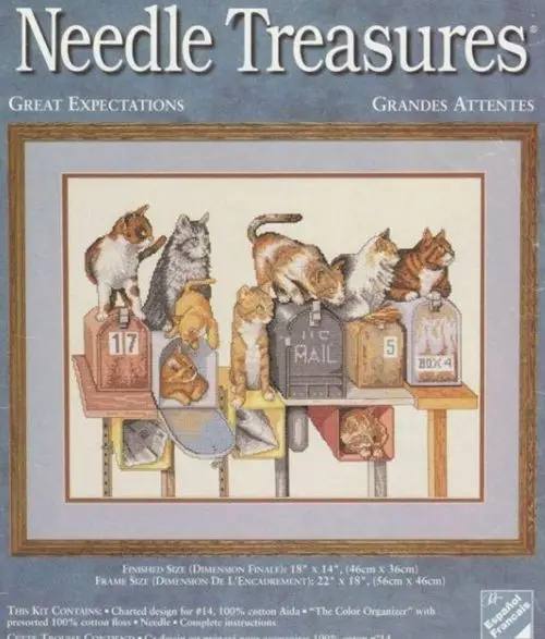 

Cat in mailbox 55-44 Embroidery DIY 14CT Unprinted Arts Cross stitch kits Set Cross-Stitching Home Decor