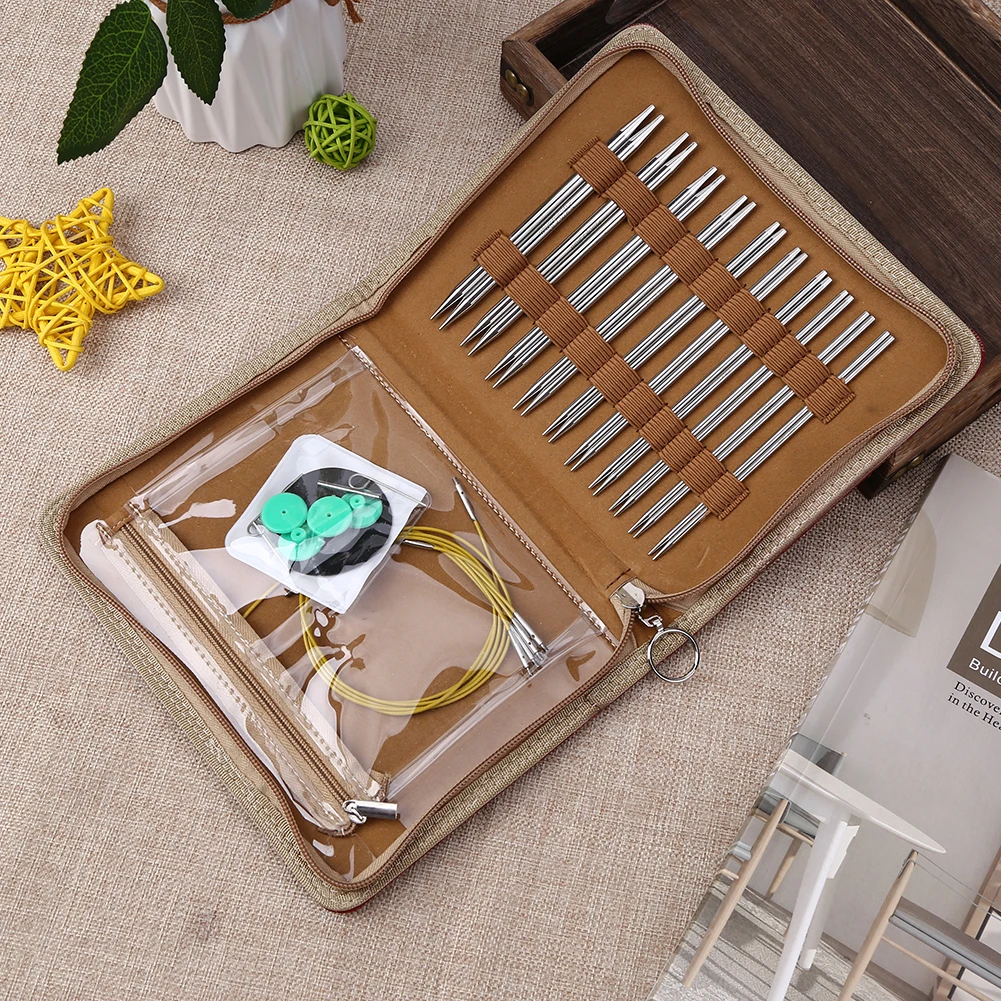 

Многофункциональные Наборы крючков для вязания, круглые иглы для вязания, Крючки ручной работы, ремесла, Полиуретановая сумка для хранения,...