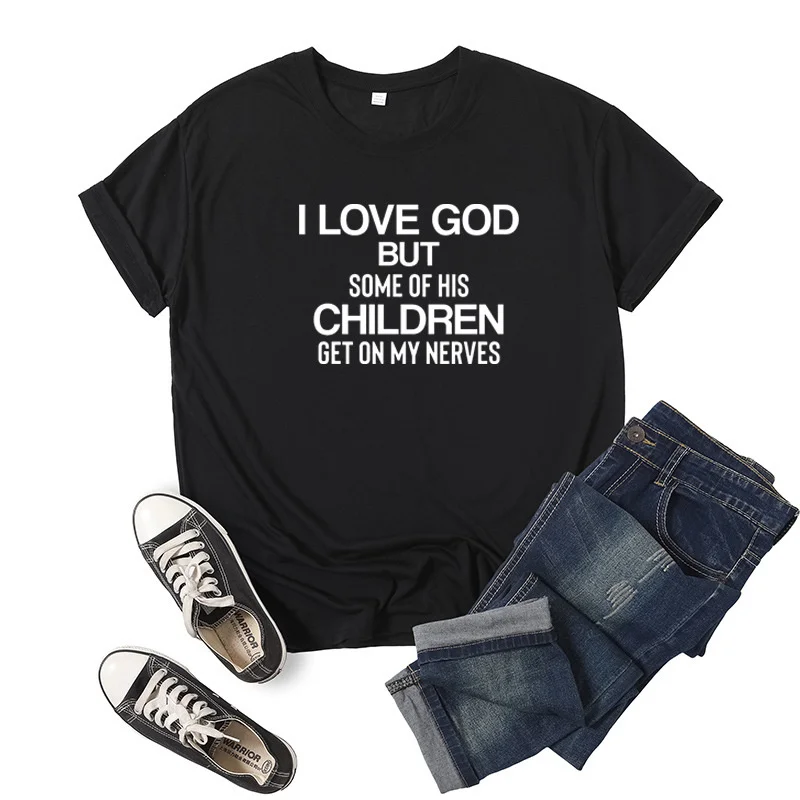 

I Love God Letter Women T Shirt Short Sleeve Women Tshirt Tee Shirt Tops