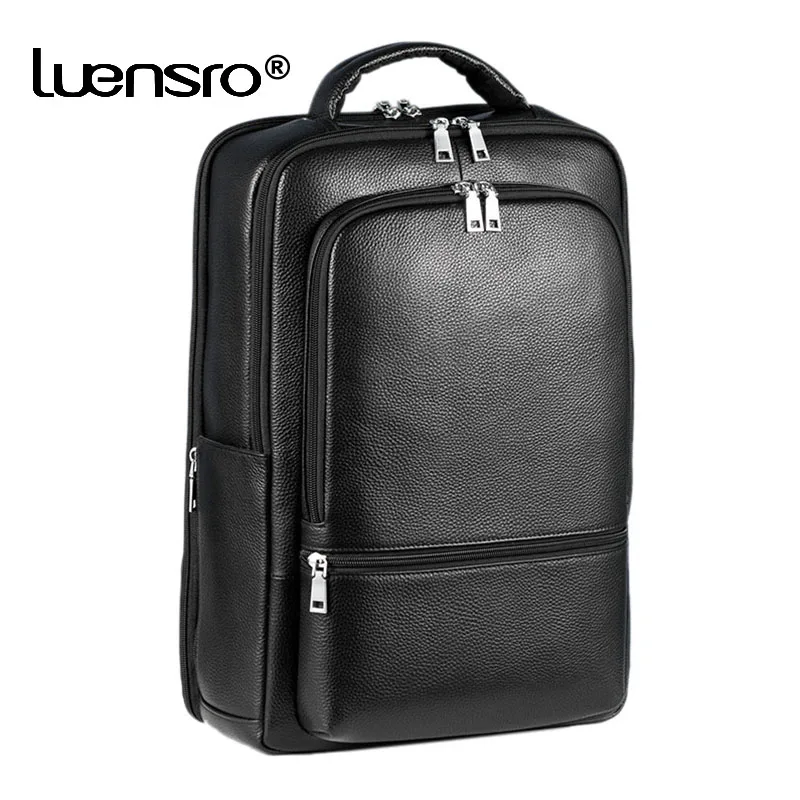 Вместительный мужской рюкзак из натуральной кожи сумка для ноутбука школьный