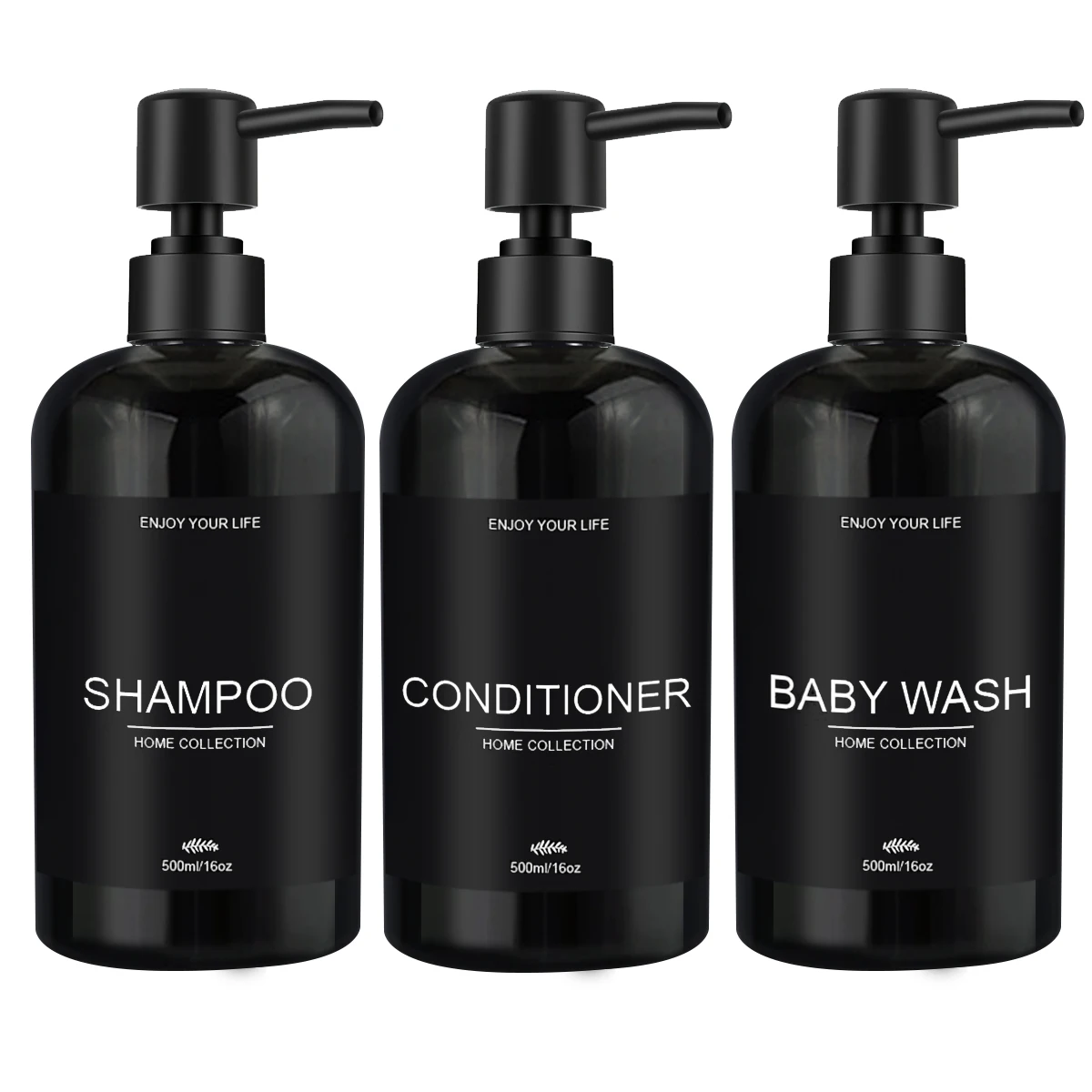 

Набор из 3 многоразовых дозаторов для шампуня и мыла, черно-белые