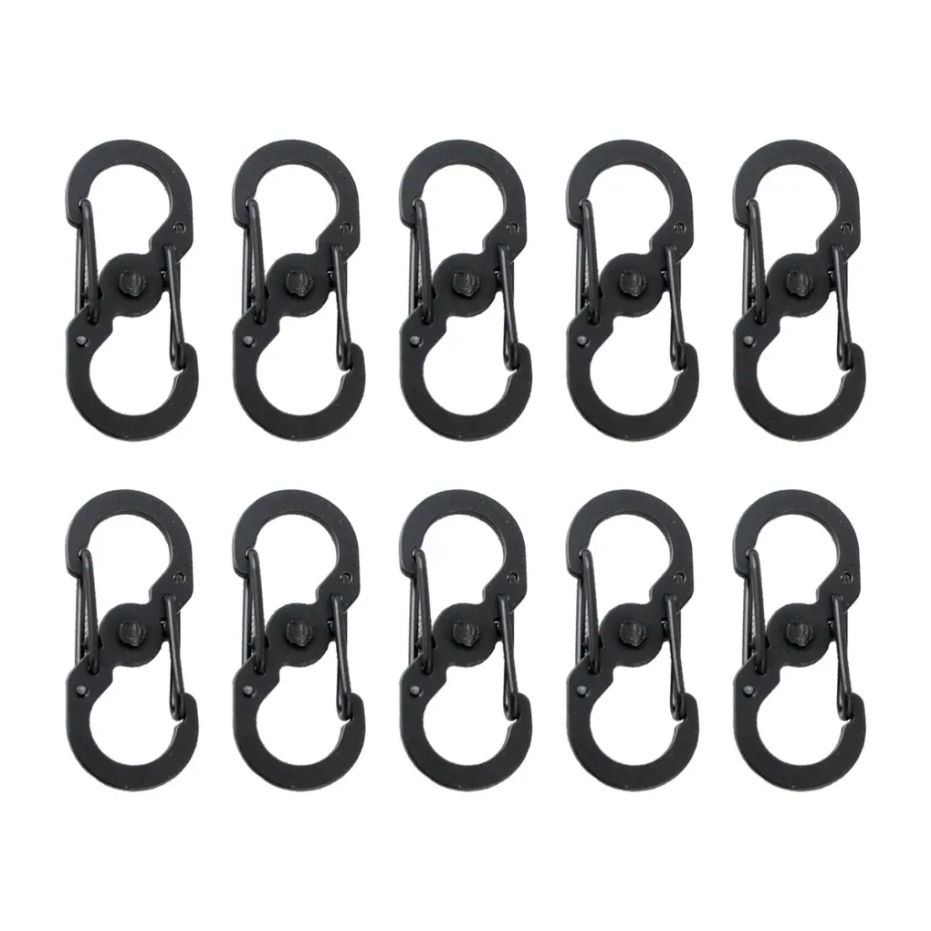 

10 Pieces Hiking Traveling Mini S Shaped Buckle Portable Lockable Carabiner Ring Outdoor Activities Accessories