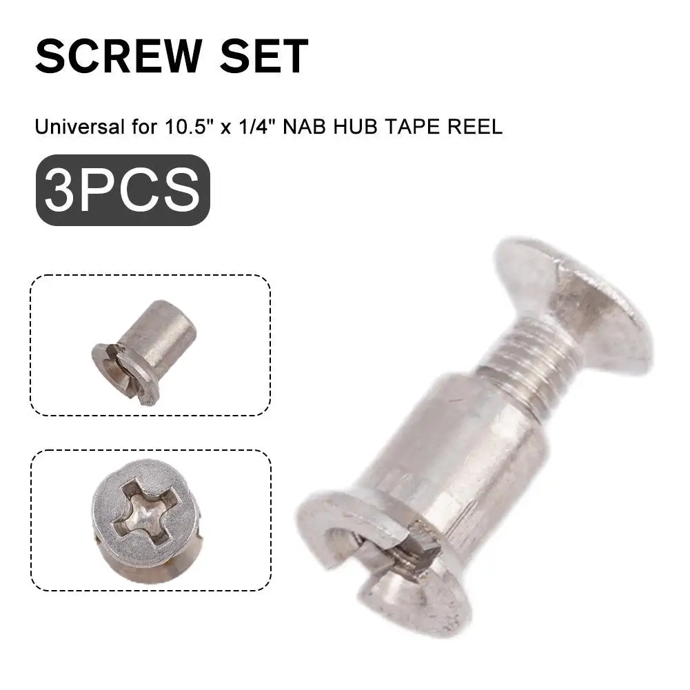 

3 X Screw Set NAB HUB 1/4" TAPE REEL 10.5" AMPEX TEAC Stud NAGRA REVOX RMGI Double P7O6 Countersunk Head Screw and Nut Set