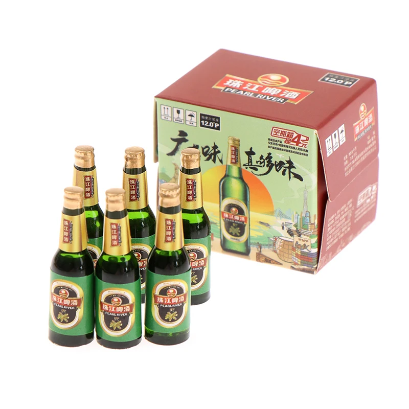 

Миниатюрные напитки для кукольного домика 6 шт./коркоркор. 1:12, мини-бутылки для пива с коробкой, полимерные бутылки для вина, модель игрушек, еда, кухонные аксессуары для кукол