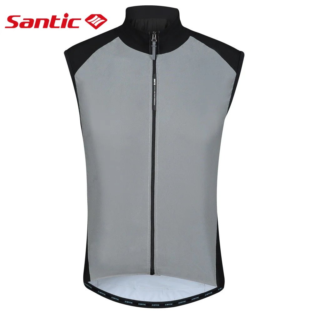 Santic Men Cycling Jerseys Sleeveless Riding Tops Bike Shirt Clothing MTB T-shirts Full Zipper Comfortable  Cycle Wear M9C07029