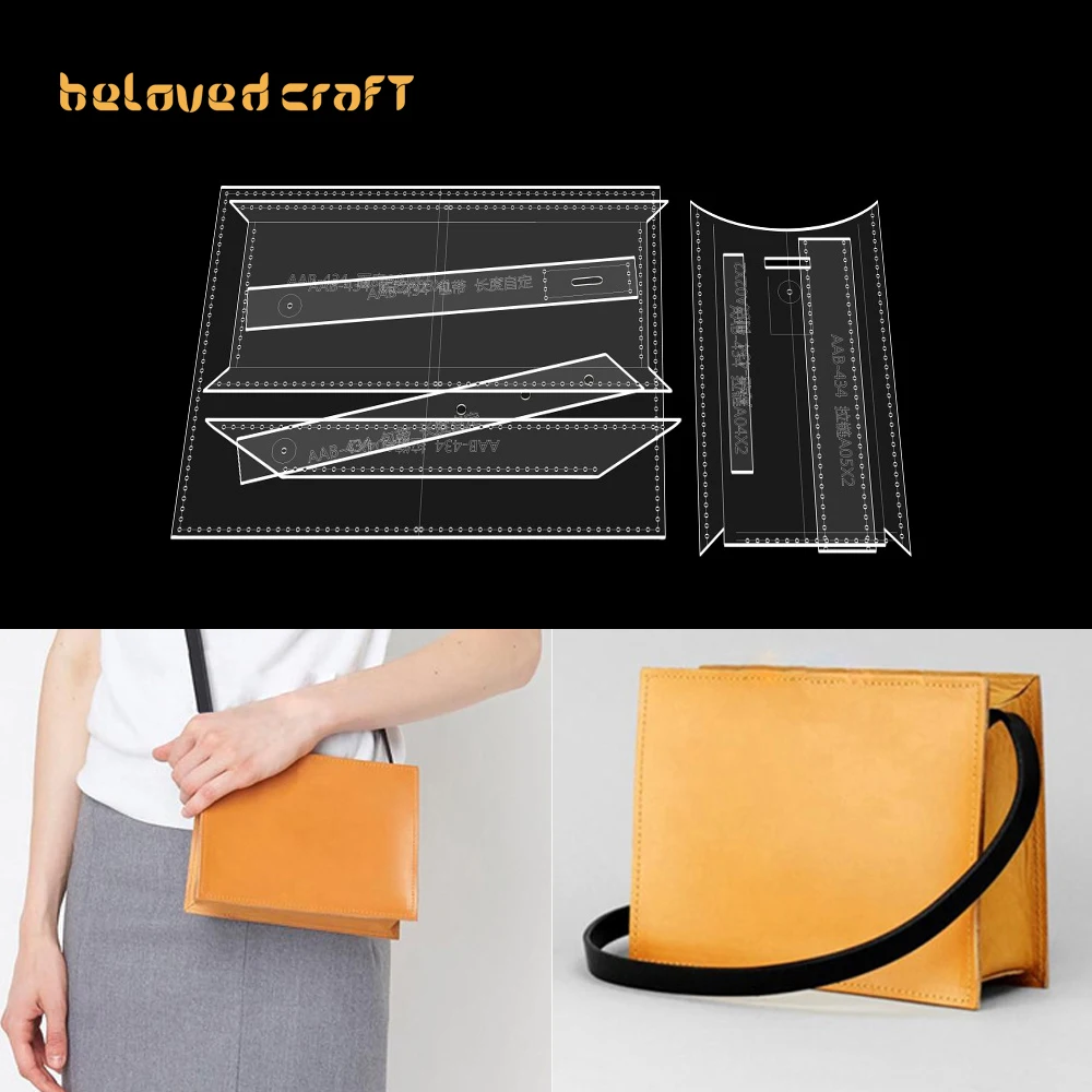 

BelovedCraft-Leather Bag Pattern Making with Acrylic Templates for Single-shoulder slant crossbody bag, small square bag