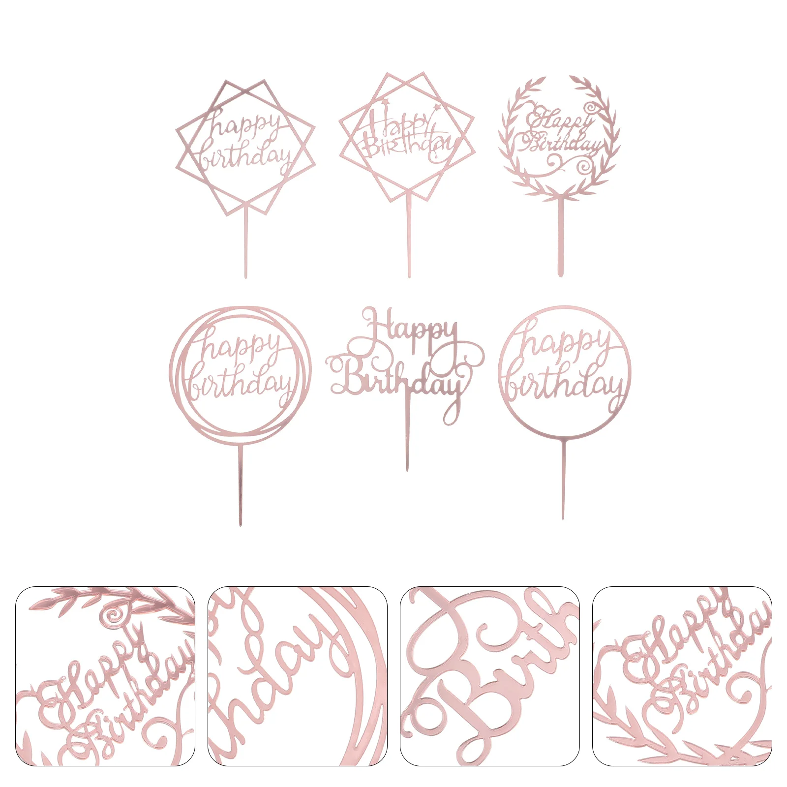 

6pcs Decorative Fashion Chic Cake Picks for Cake Birthday Party Dessert