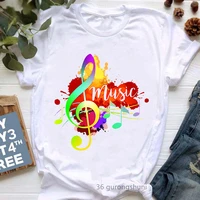 rainbow music note graphic print tshirt womens clothing summer fashion tops tee shirt femme hip hop t shirt female streetwear
