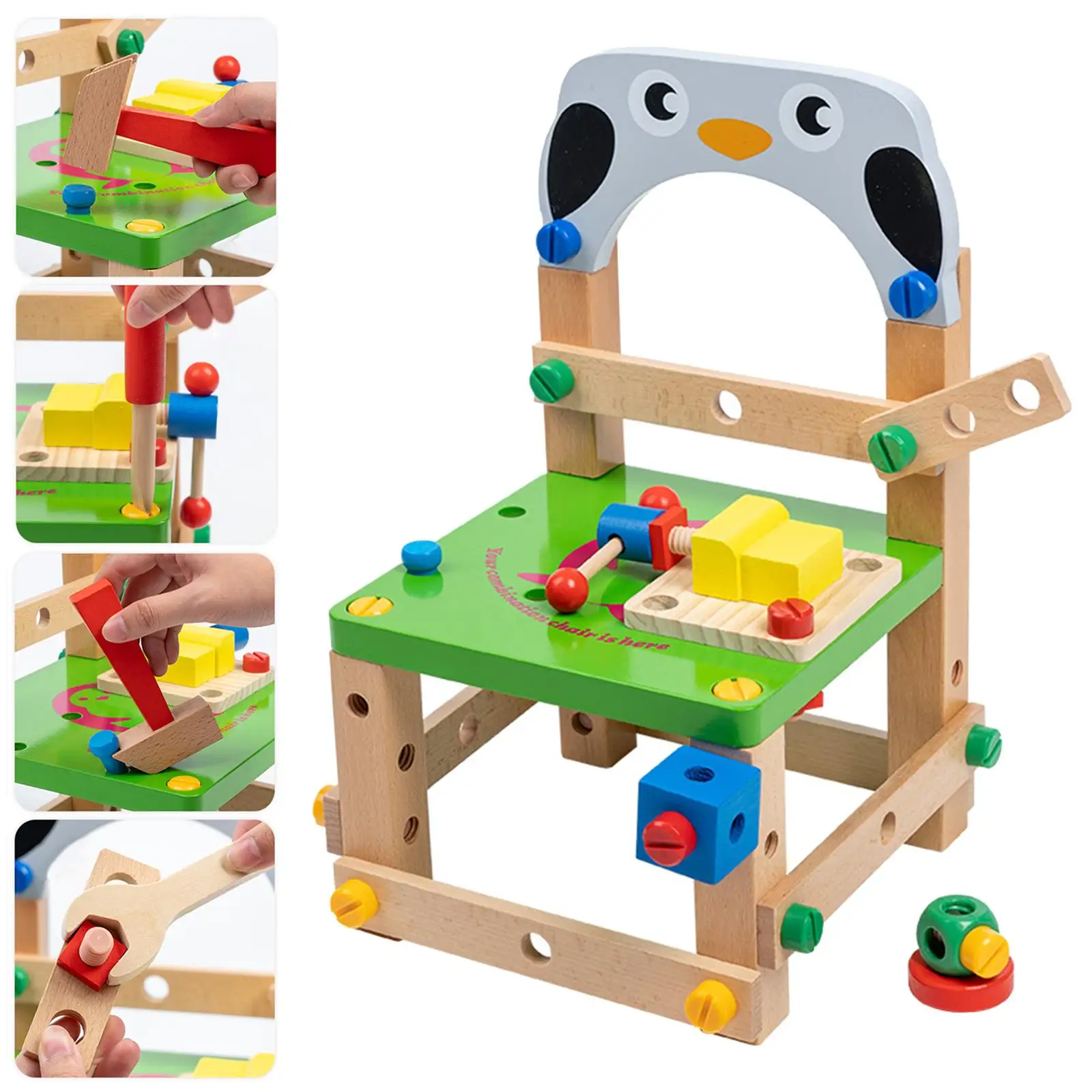 

Build Your Chair Educational Toys Blocks Puzzle Wooden Assembling Chair for Kids