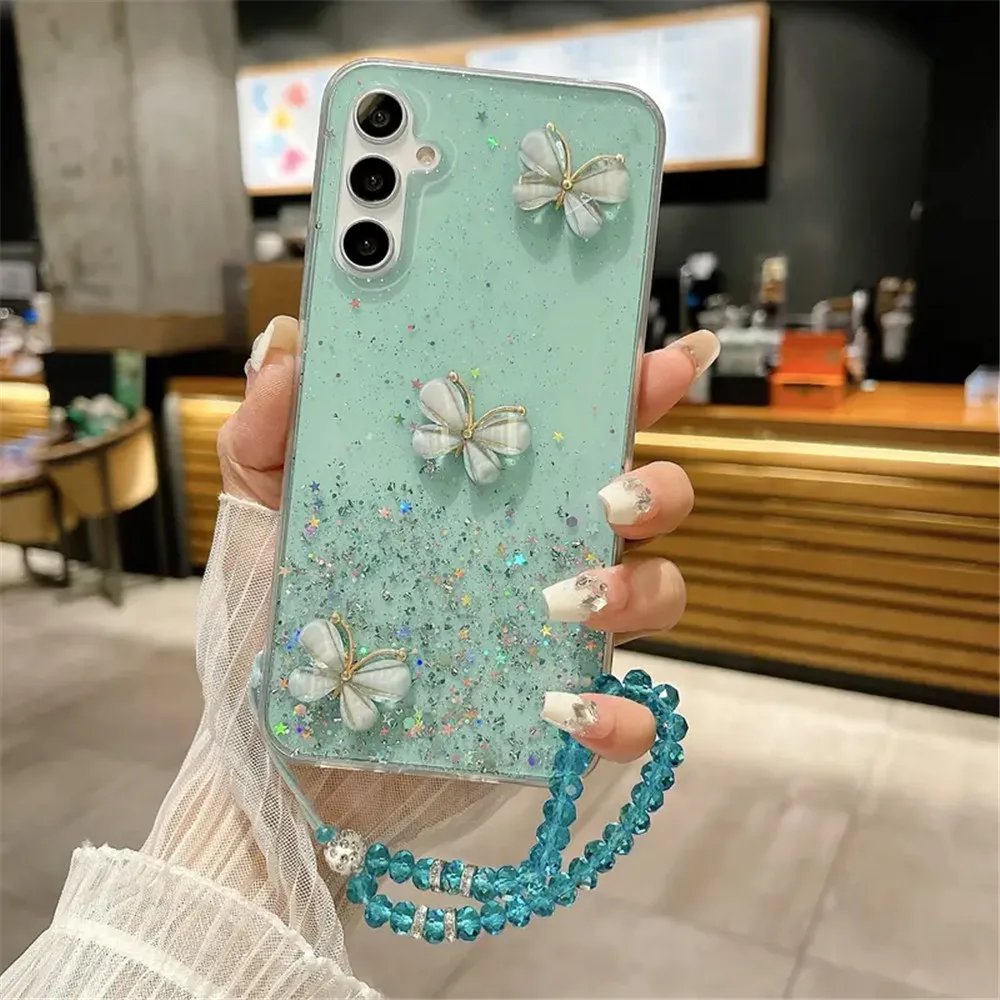 Хрустальный Браслет с 3D блестками в виде бабочки для Honor 200 100 Pro Чехол Lite 70 90 50 SE X7 X7A