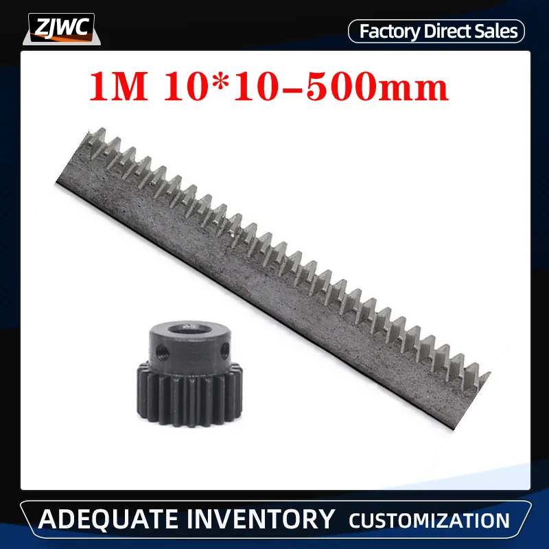 

2pcs 1 Mod 1 Modulus Gear Rack Steel 10*10*500mm+2pcs 1M 17 Teeth 15 Teeth Pinion 45 Steel Gear Metal Gear